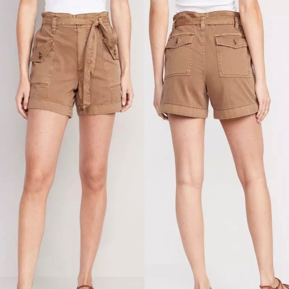 NWT Old Navy Extra High Waisted Tie Front Cargo Workwear Shorts - Picture 1 of 10